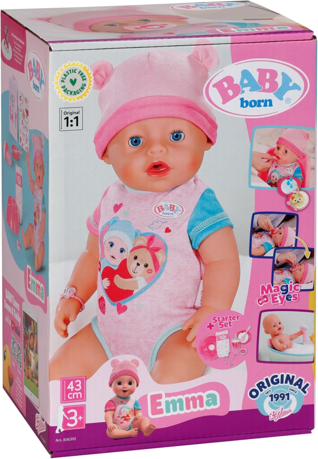 BABY born Emma, Babypuppe mit 10 Funktionen und Accessoires, für Kinder ab 3 Jahren, funktioniert oh