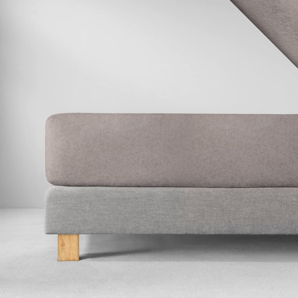 ESTELLA Spannbetttuch Samt Velours | Kiesel | Frottee | 200x200 cm | passend für Matratzen 180-200 c