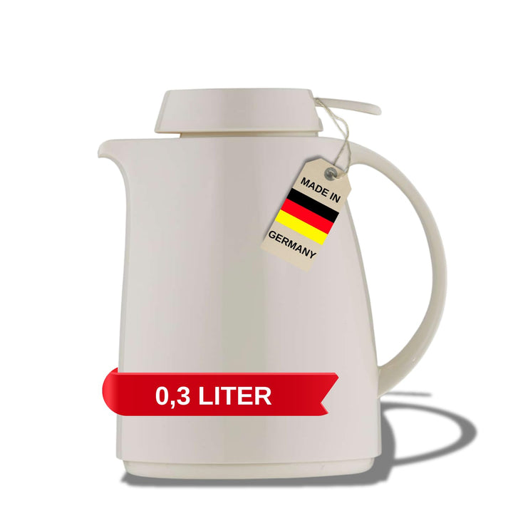 Helios Servitherm Thermoskanne Weiss 0,3L – 6h Heiss - Hält Getränke heiss & kalt - – Einhandbedienu
