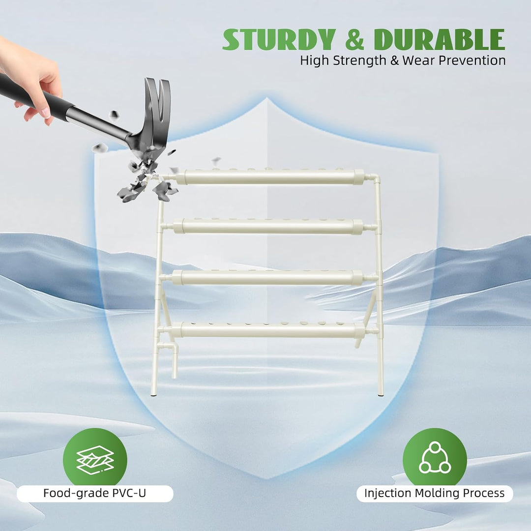 Hydrokultur-Set, 4 Etagen, 36 Löcher, oberirdisches Anbausystem, Wasserpumpe inklusive PVC-U, für Ge