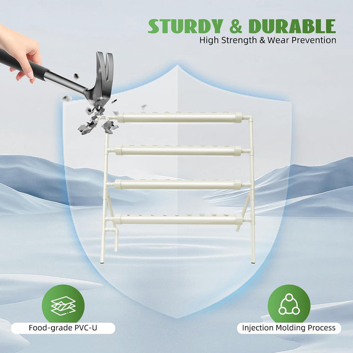 Hydrokultur-Set, 4 Etagen, 36 Löcher, oberirdisches Anbausystem, Wasserpumpe inklusive PVC-U, für Ge