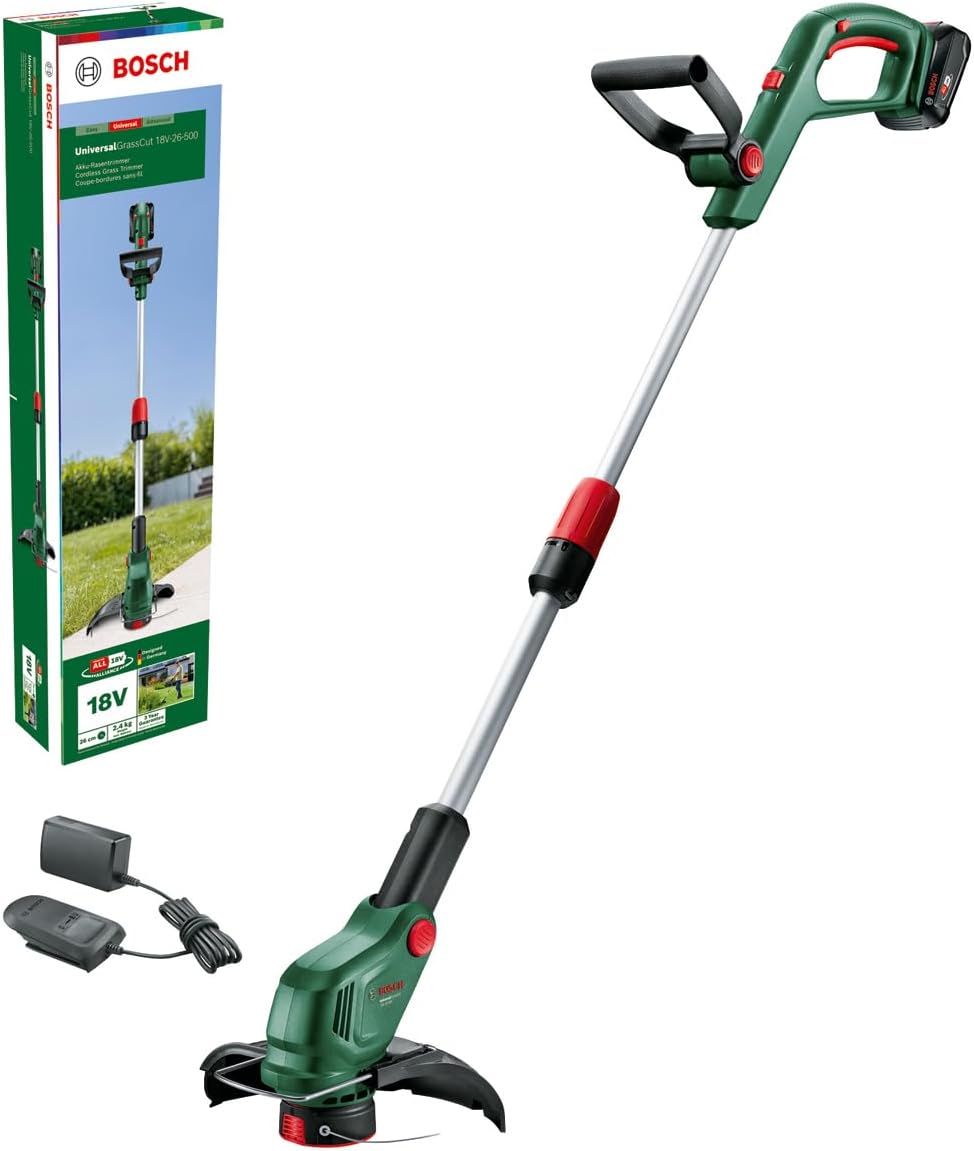Bosch Akku-Rasentrimmer UniversalGrassCut 18V-26-500 (zum Rasentrimmen und Kantenschneiden; Ladezeit