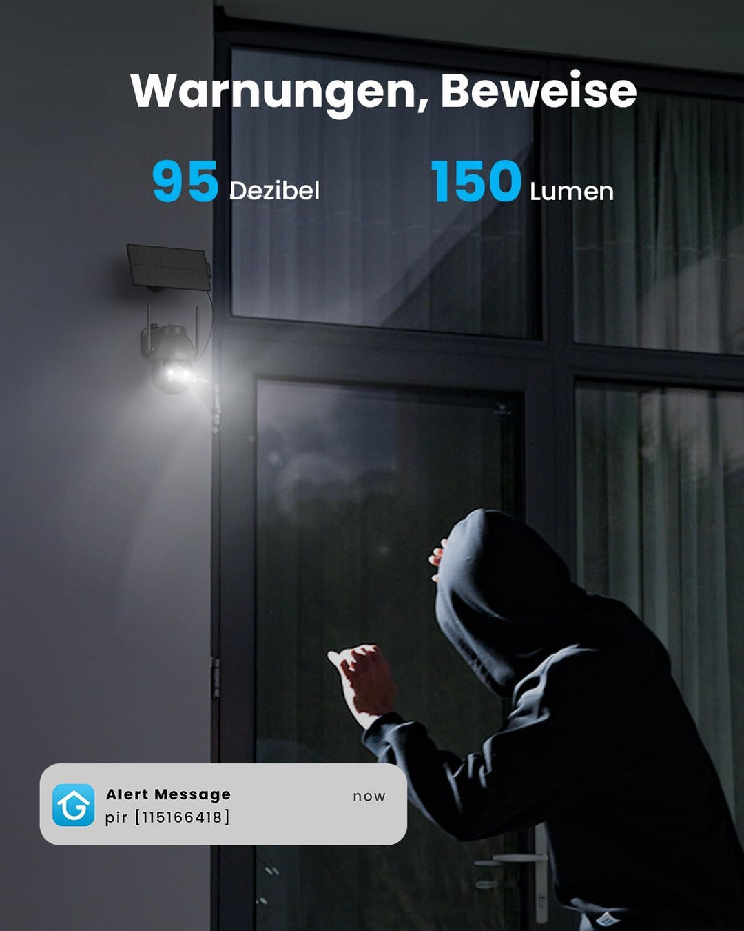 ieGeek 2K 3MP HD Überwachungskamera Aussen Solar, 360° PTZ Überwachungskamera Aussen Akku, 2.4GHz WL