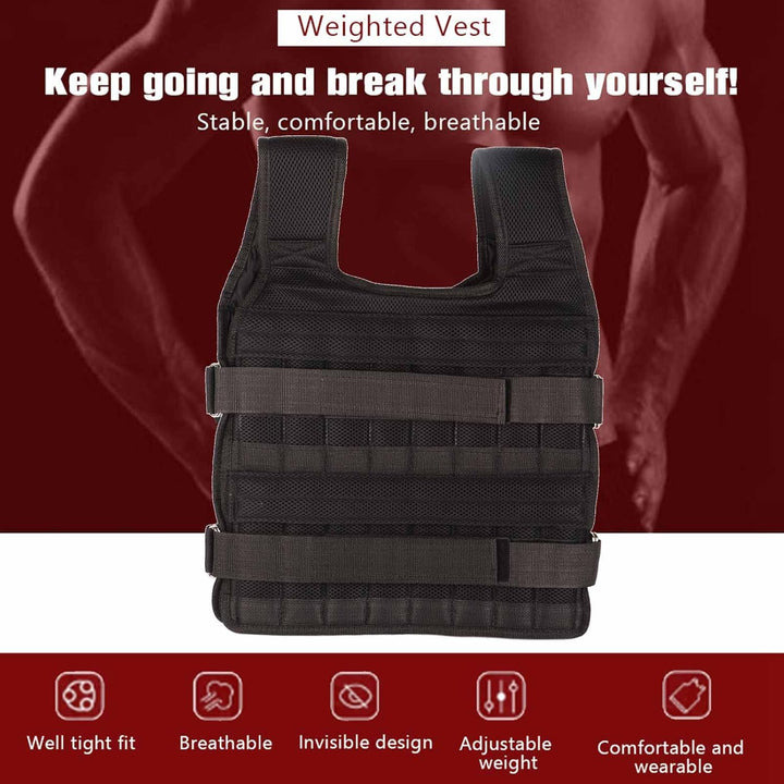 Gewichtsweste Herren 15-kg Atmungsaktives Mesh Gewichtstraining Weste Krafttrainingsjacke für Workou