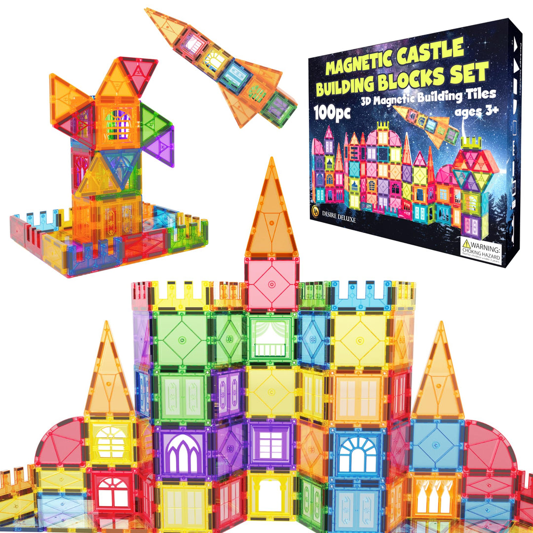 Desire Deluxe Magnetische Fliesen Bausteine Set Spielzeug für Mädchen & Jungen ab 3 Jahren – Pädagog