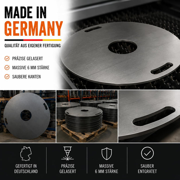 Terma Feuerplatte Durchm. 100 cm + Fassauflage, Grillplatte, Plancha Stärke 6 mm, Grillring, Feuerri