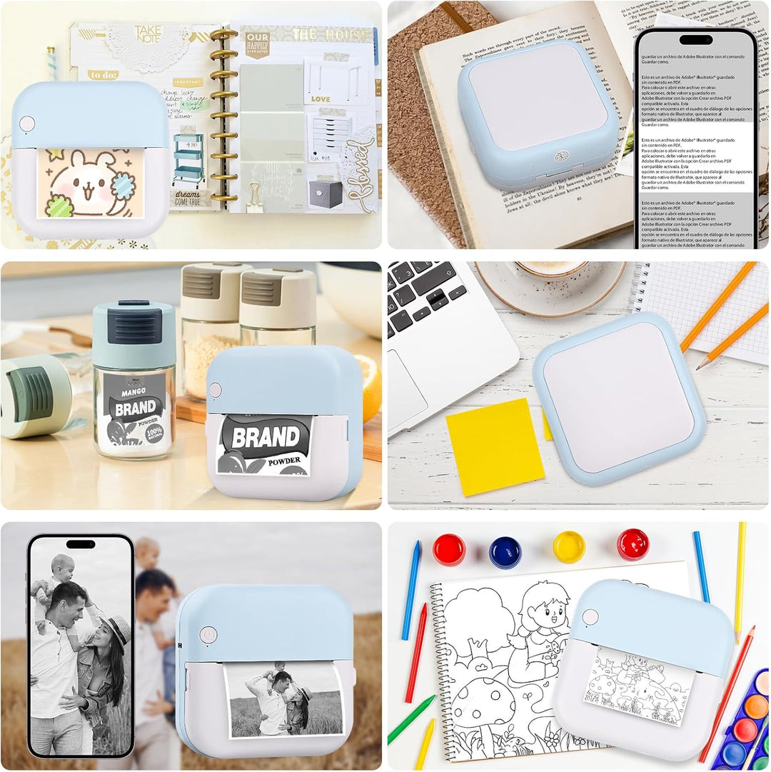 GuKKK Mini Drucker, Mobiler Fotodrucker, Tragbarer Mini Fotodrucker, Wireless Fotodrucker Thermodruc