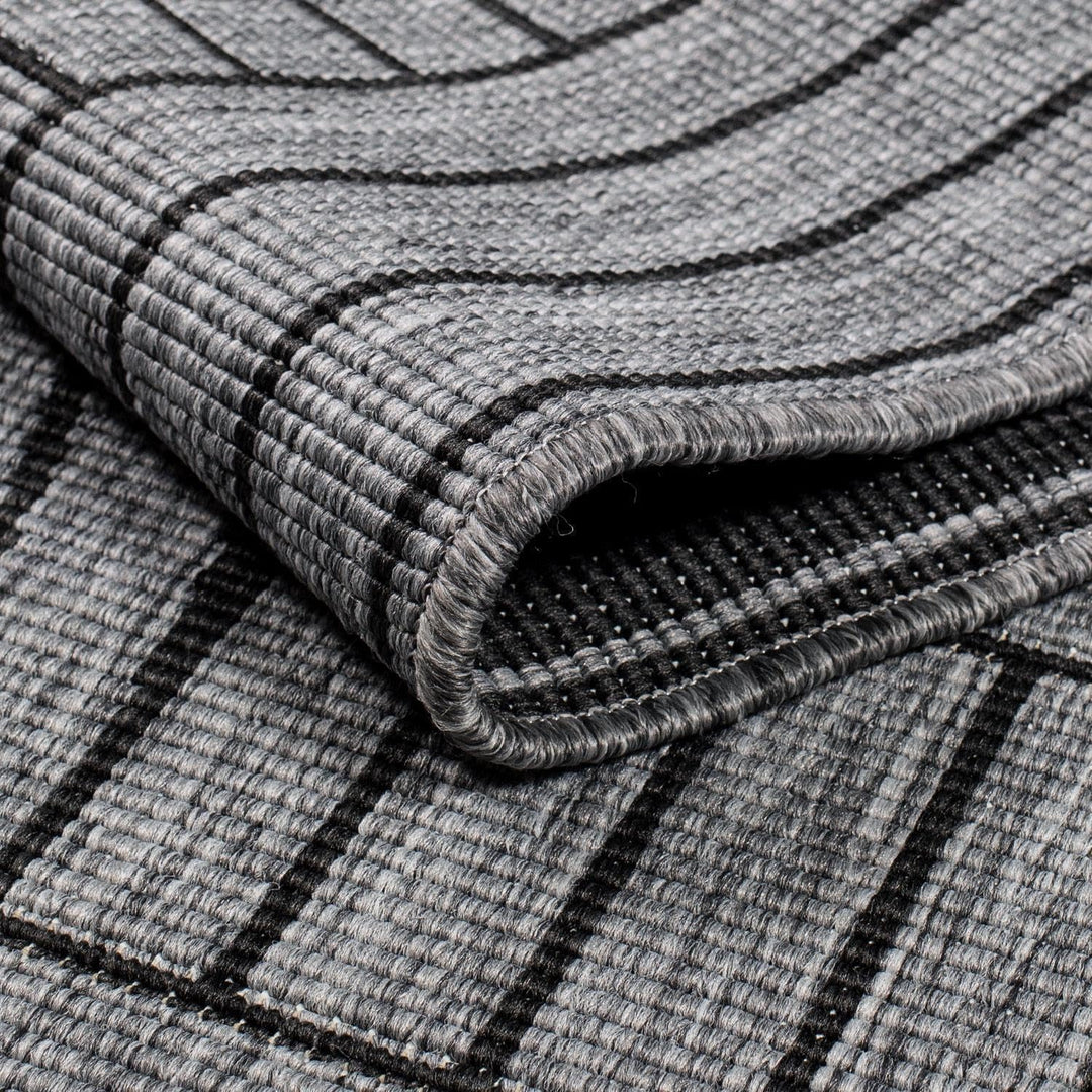 carpet city Outdoor Teppich Wetterfest 120 cm Rund - Grau-Anthrazit - Wendeteppich, Beidseitiges Geo