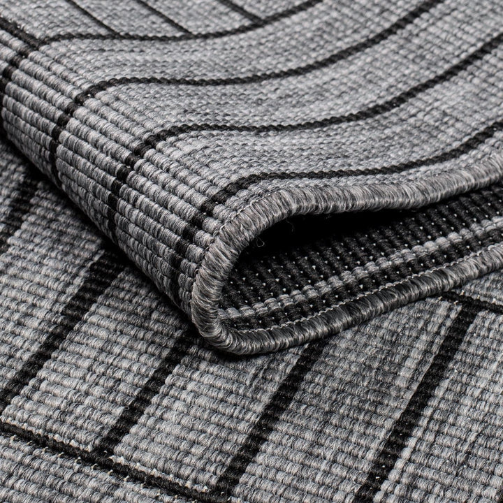 carpet city Outdoor Teppich Wetterfest 120 cm Rund - Grau-Anthrazit - Wendeteppich, Beidseitiges Geo