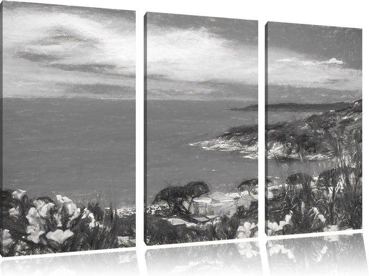 Pixxprint Panorama an der Toskana / 3-Teilig/Gesamtmass 120cm Leinwandbild bespannt auf Holzrahmen/W