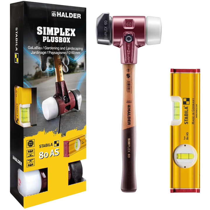 HALDER-Plusbox Galabau, SIMPLEX-Schonhammer D60, Gummikomposition mit Standfuss/Superplastik plus ST