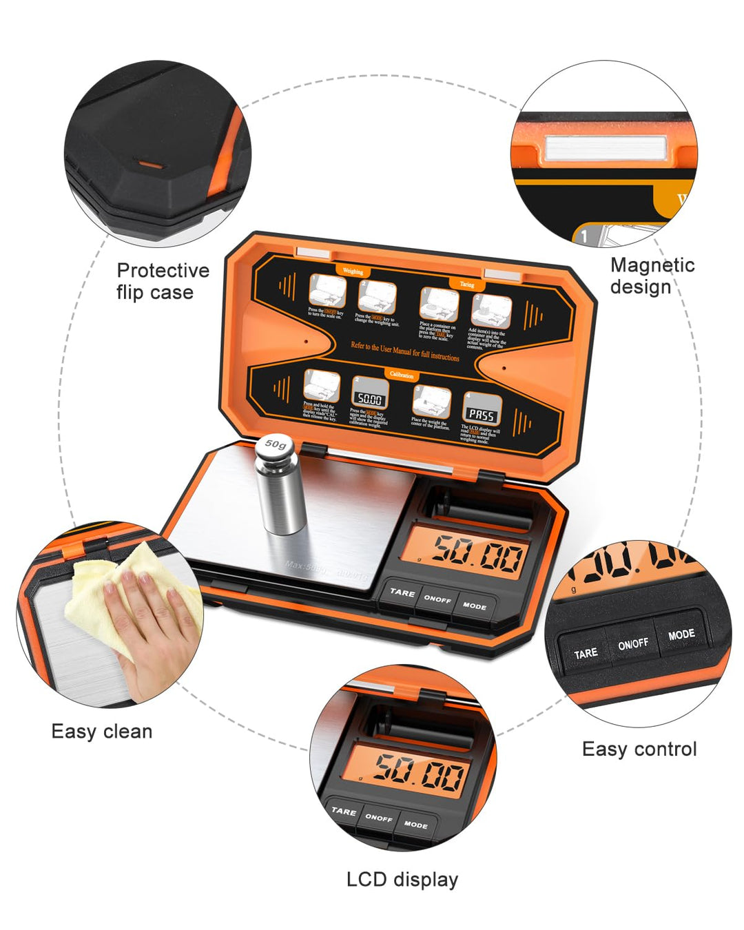 Brifit Feinwaage 0.01g, Waage Küche 500g / 0.01g Taschenwaage, Grammwaage, Digital Feinwaage mit EIN
