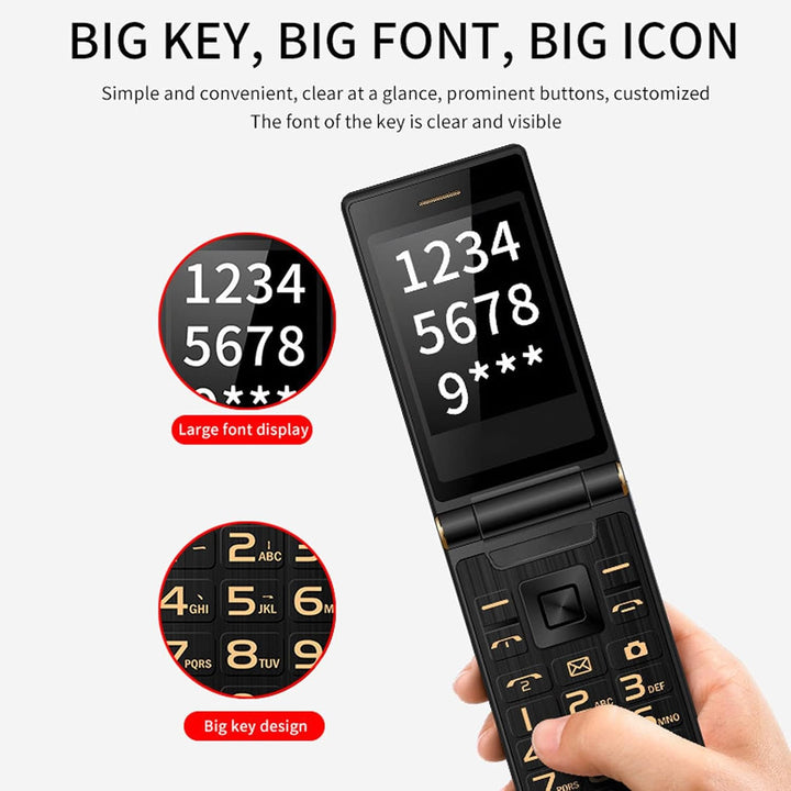 M3 1 Klapphandy, Klapphandy, 5900 MAh, Dual-SIM, Modische Senioren, Klapphandys mit Mobilem 2G-Gross