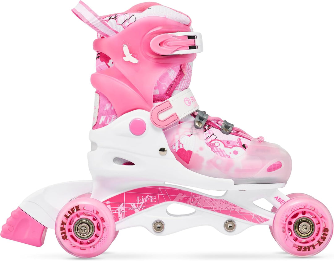 Raven 3in1 Verstellbare Kinder Inline Skates Princess - Inliner Triskates - Rollschuhe Kugellager Ab