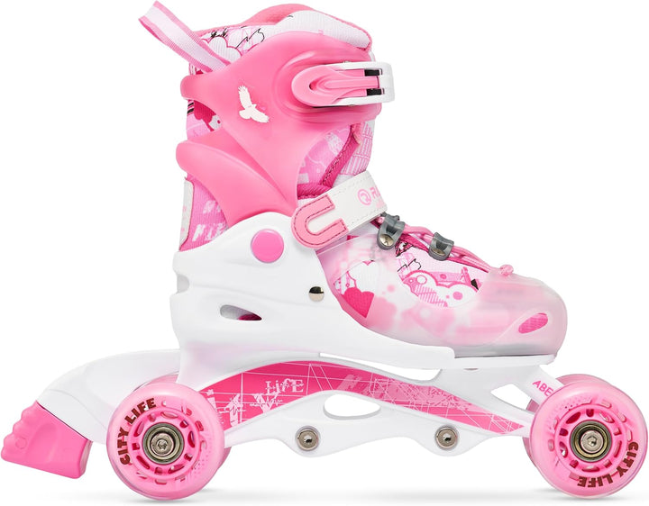 Raven 3in1 Verstellbare Kinder Inline Skates Princess - Inliner Triskates - Rollschuhe Kugellager Ab