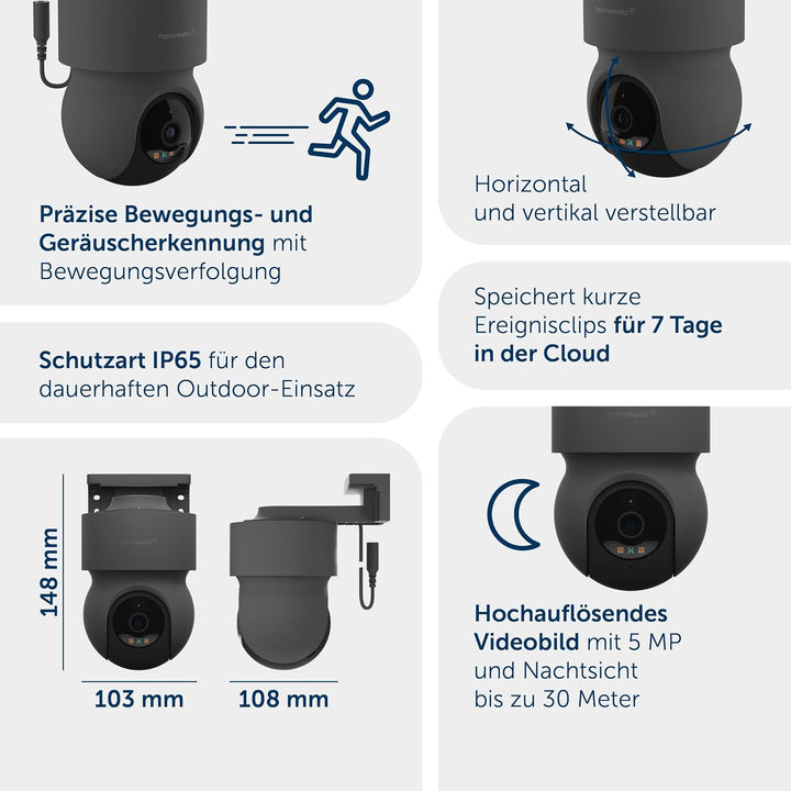 Homematic IP Aussenkamera, anthrazit, Aussenkamera, anthrazit