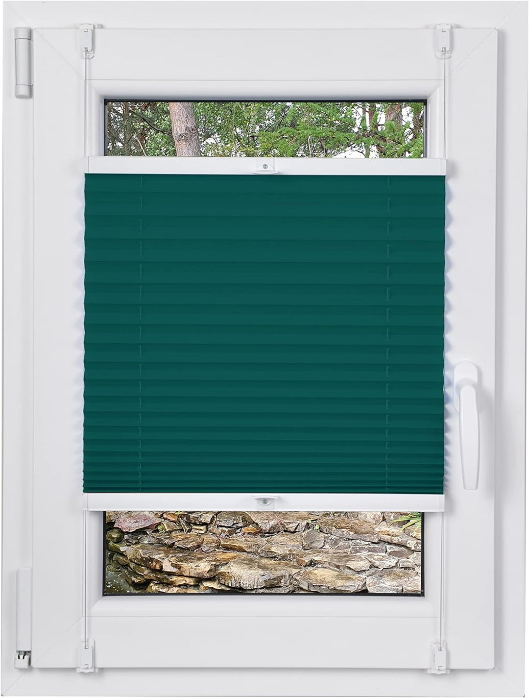DECOOR Plissee ohne Bohren 60cm x 120cm Faltrollo Rollo für Fenster und Tür Nicht-invasive Fensterja