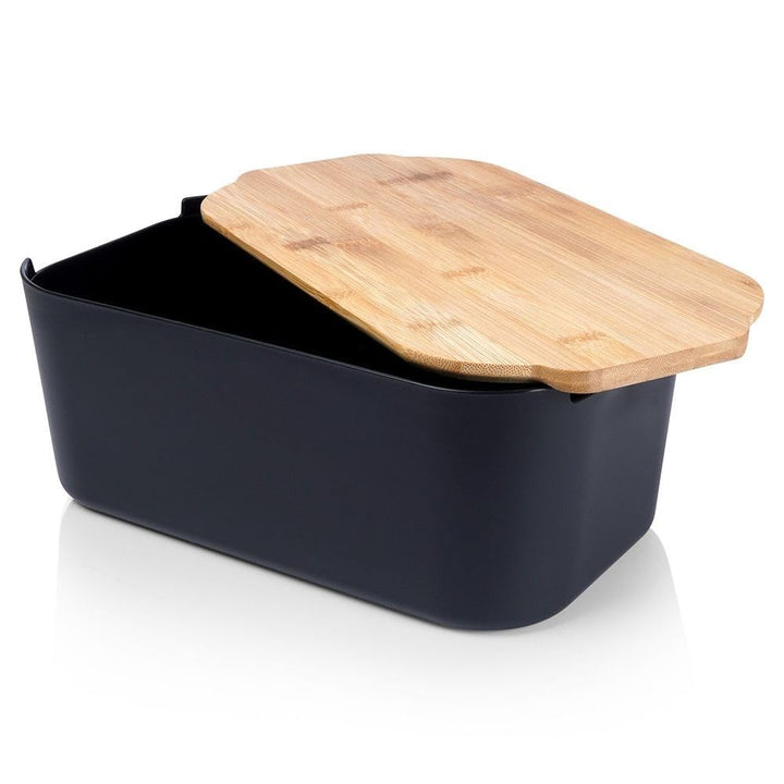 Vilde Brotkasten mit Holzbrett Schwarz - Brotkorb - Brotbox - Brotbehälter - brottopf zum aufbewahre