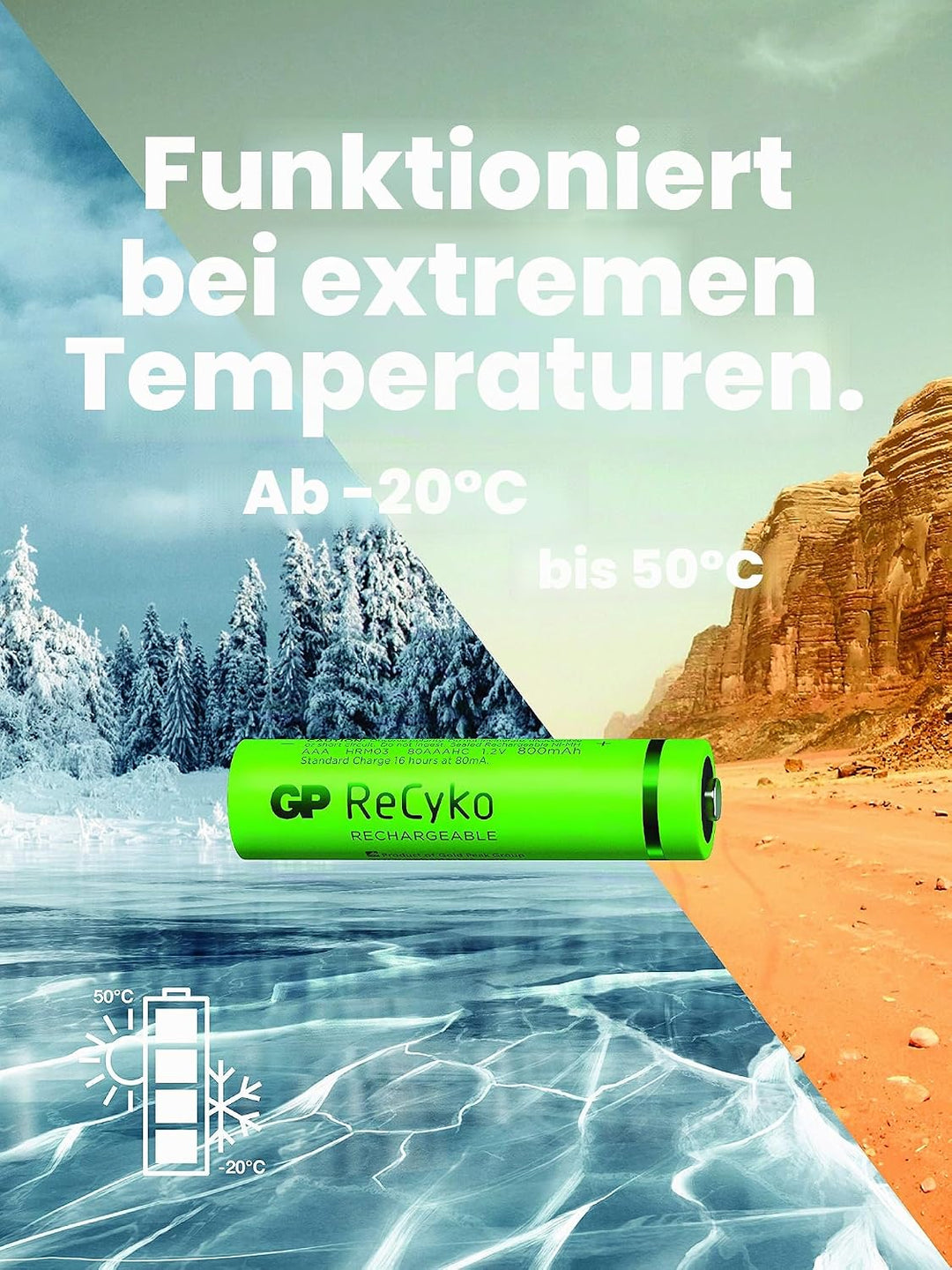 GP ReCyko + Paco 4 wiederaufladbare AA-Batterien der Serie 2600, NiMH, min. 2600mAh 120.270AAHC-C4 C