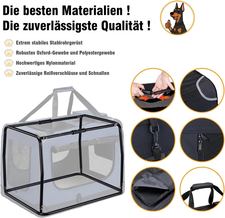 Zedelmaier Hundebox Faltbar Hundetransportbox, XL 81x58x56cm, robust Transportbox für Hund &amp; Katze G