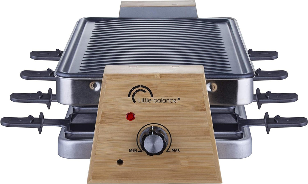 LITTLE BALANCE 8388 Grill Wood 8 Elektrischer Raclette, 1500, Holz/Edelstahl