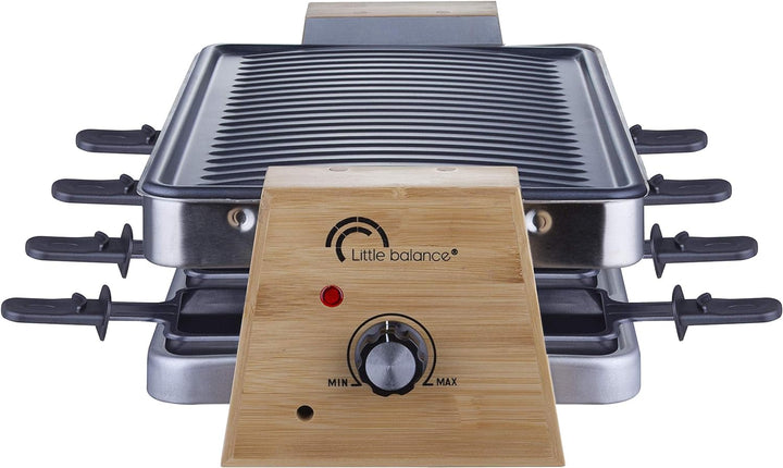 LITTLE BALANCE 8388 Grill Wood 8 Elektrischer Raclette, 1500, Holz/Edelstahl