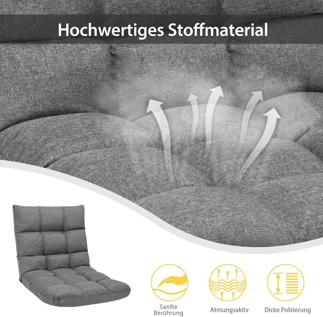 GOPLUS Bodenstuhl, Bodensofa mit Rückenlehne, Bodensessel mit Schlaffunktion, Floor Chair, Lazy Sofa