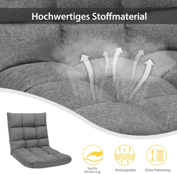 GOPLUS Bodenstuhl, Bodensofa mit Rückenlehne, Bodensessel mit Schlaffunktion, Floor Chair, Lazy Sofa