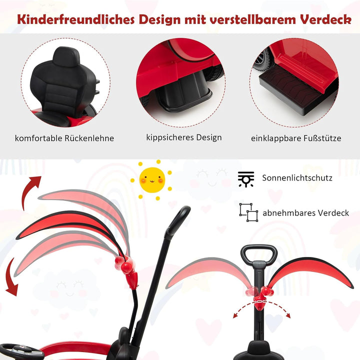 COSTWAY Mercedes Benz Rutschauto, 3 in 1 Rutscher Auto mit Sonnendach & Stauraum & abnehmbaren Schut