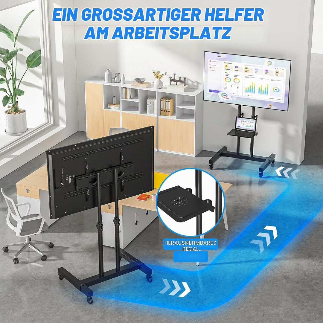 RFIVER Universal TV Ständer Rollbar für 32 40 42 43 49 50 55 65 70 75 Zoll Fernseher, TV Wagen mit R