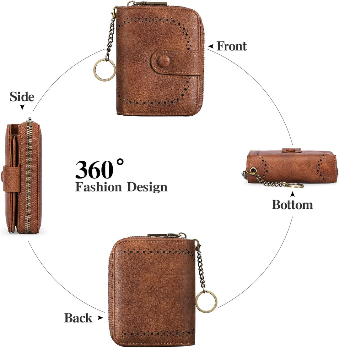 GAEKEAO Geldbörse Damen Klein Leder Karten Portemonnaie Damen RFID Schutz Portmonee Kleiner Geldbeut