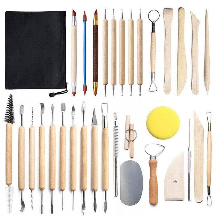 xiaowanwan 32 Stück Modellierwerkzeug Ton,Töpferwerkzeug Set,Sculpting Keramik Clay Tools,Polymer Cl