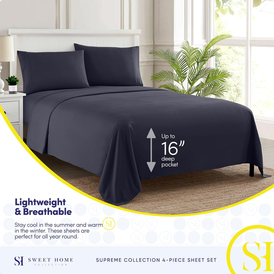 Sweet Home Collection Fadenzahl 1800, weiche ägyptische Qualität, gebürstete Mikrofaser Laken – Luxu