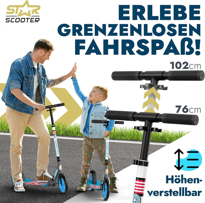 STAR SCOOTER Aluminium Kickscooter Tret City Roller für Jungen, Mädchen ab 6-7 Jahre | Big 205mm Whe