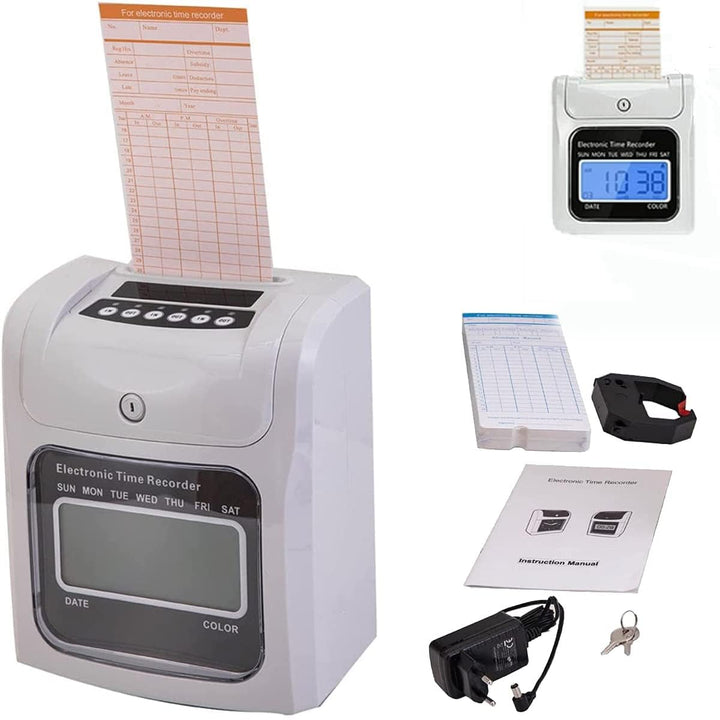 CDZHLTG Elektronisches Stempeluhr Stechuhr Zeiterfassung 960SB inkl. 50 Stechuhr/Stempeluhr Karten,