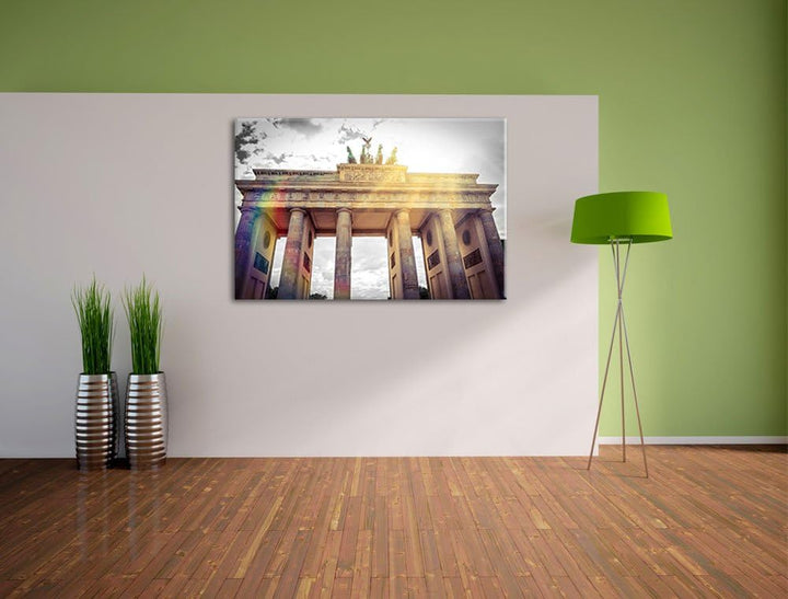 berühmtes Brandenburger Tor in Berlin schwarz/weiss Format: 100x70 auf Leinwand, XXL riesige Bilder