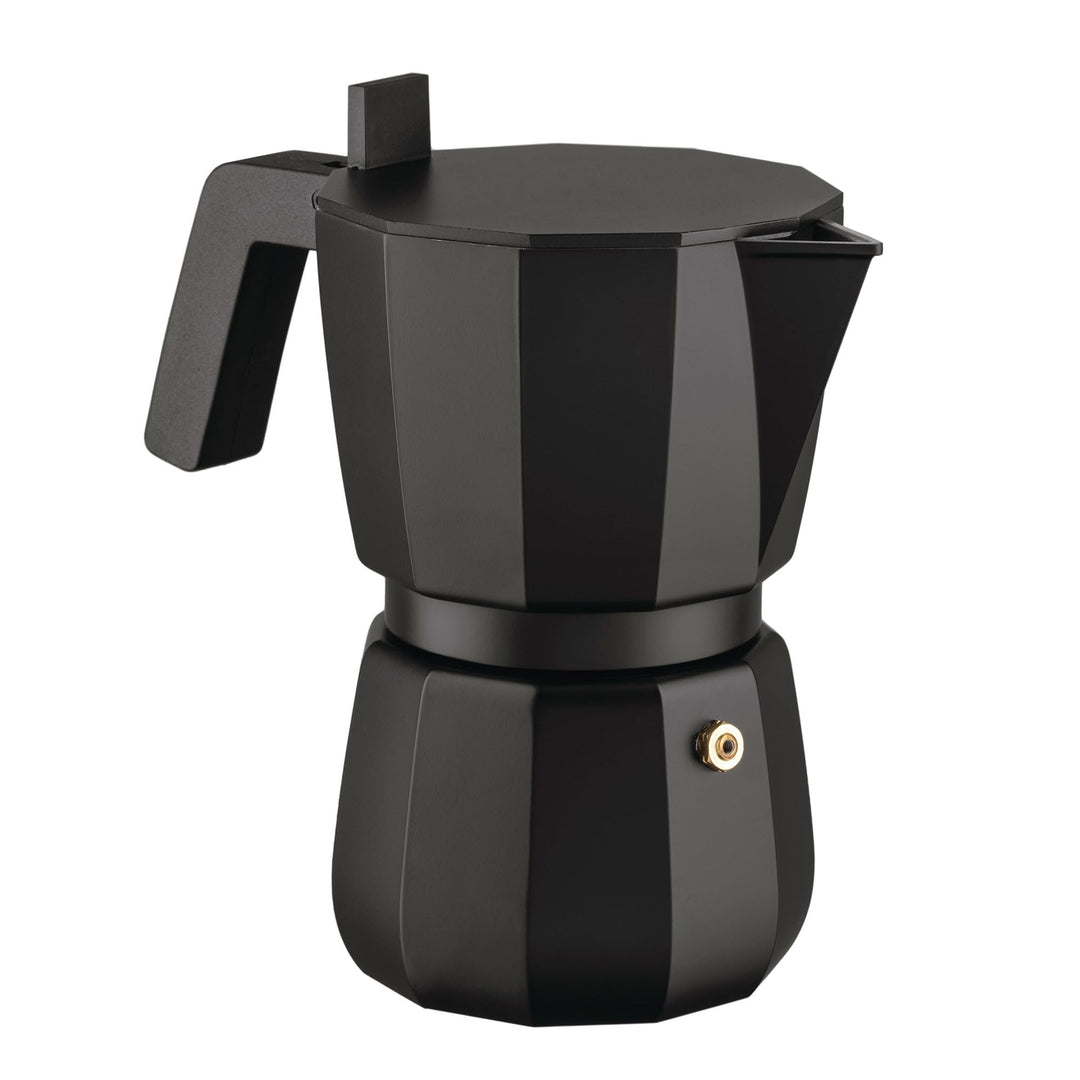 Alessi Moka DC06/6 B - Design Espressokocher aus Gussaluminium, Griff und Knopf aus PA, Schwarz, 6 T