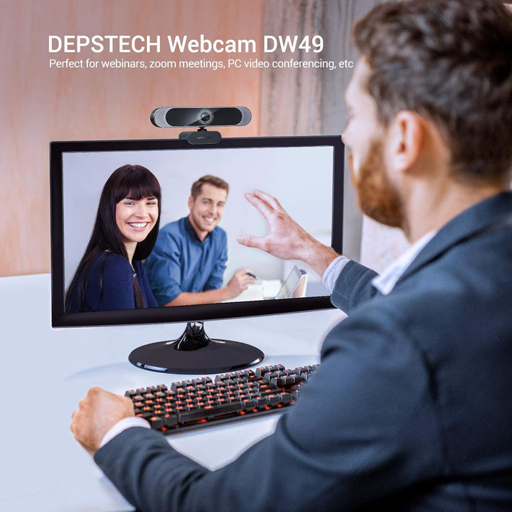 DEPSTECH Webcam with Microphone, 4K Webcam Autofocus Web Camera with Privacy Cover and Tripod, 8MP U