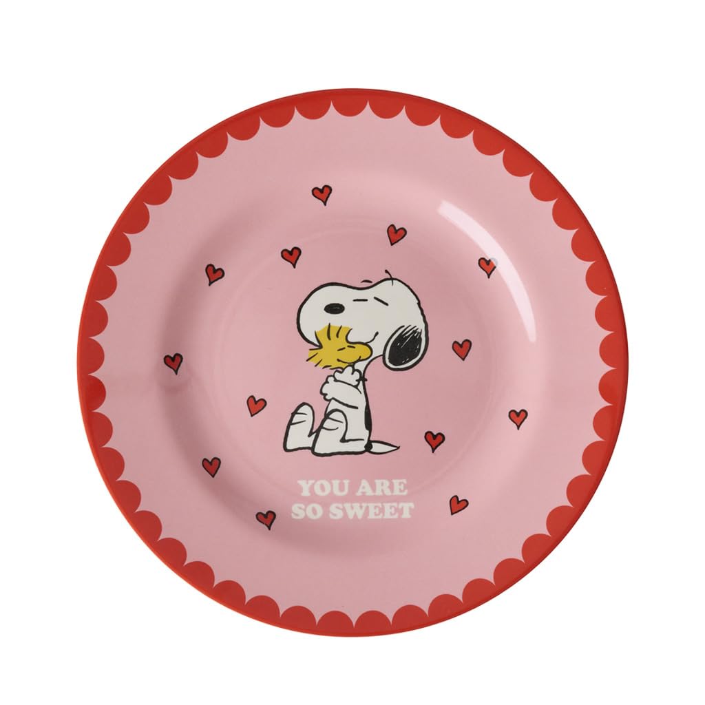 Rice Melamin Teller rund - Snoopy Print in Pink - Hochwertiger Beilagenteller BPA-frei - für Camping