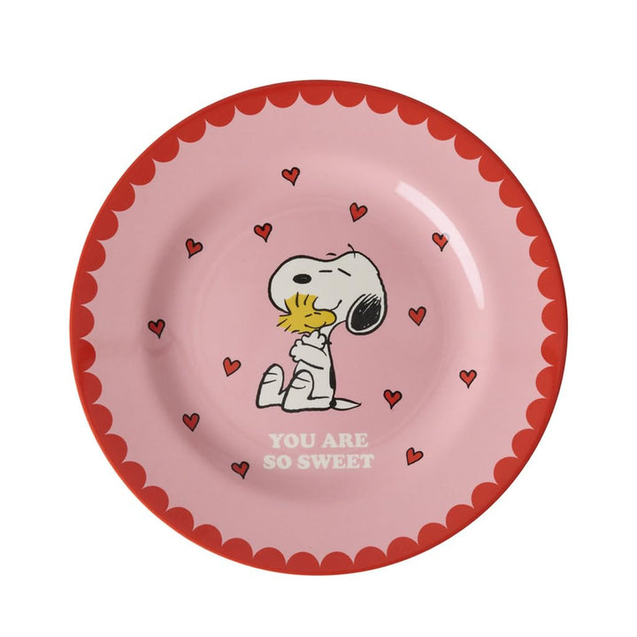 Rice Melamin Teller rund - Snoopy Print in Pink - Hochwertiger Beilagenteller BPA-frei - für Camping