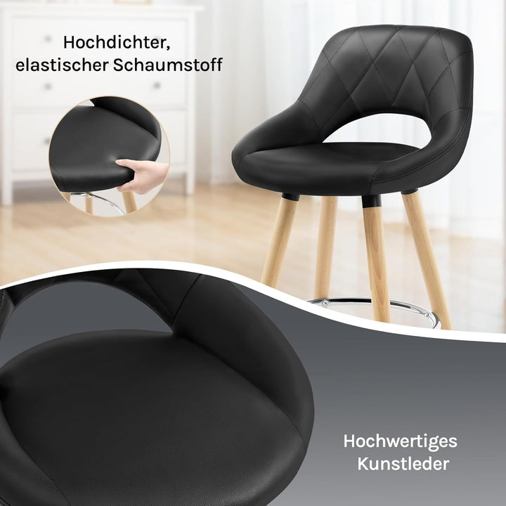 WOLTU Barhocker 2er Set, Barstuhl Küchenhocker Thekenhocker, Hocker mit Rückenlehne Fussstütze, aus