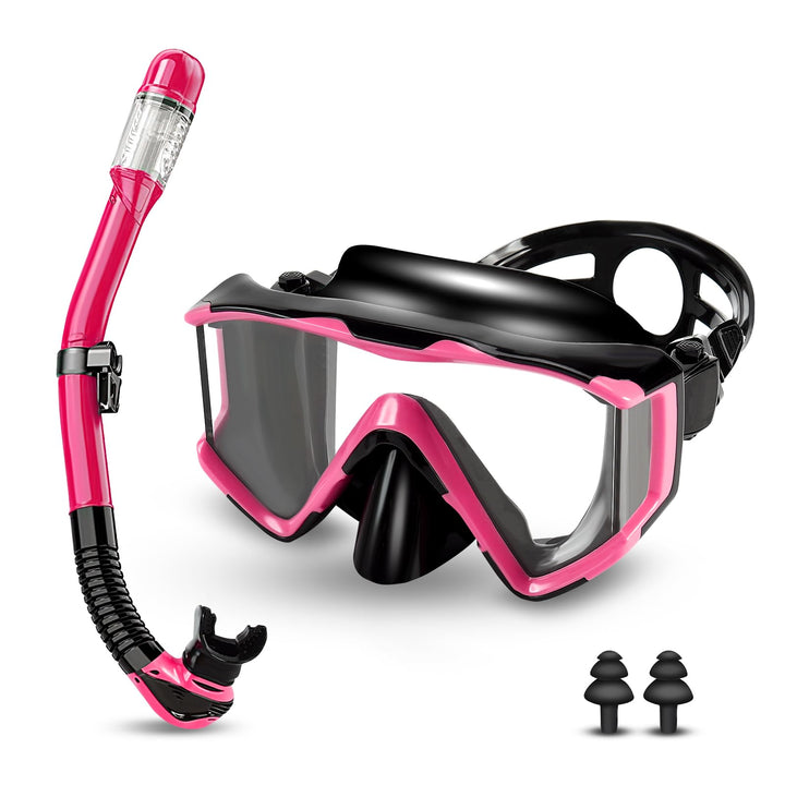 Schnorchelset Erwachsene,Taucherbrille Erwachsene mit Dry Schnorchel, wasserdichte Tauchmaske Anti-F