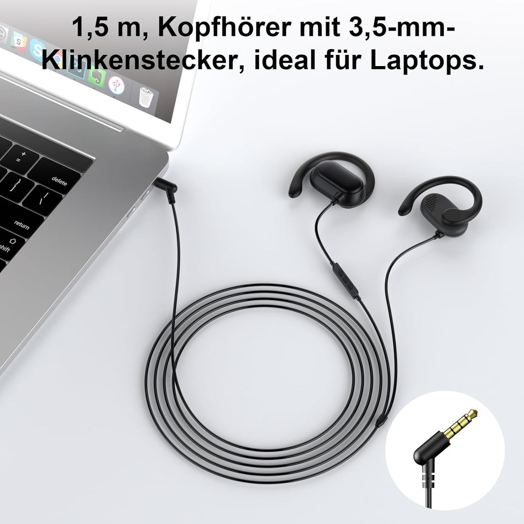 Open Ear Kopfhörer mit Kabel SportKopfhörer mit Verstellbarer Ohrbügel Mikrofon & Lautstärkeregler 3