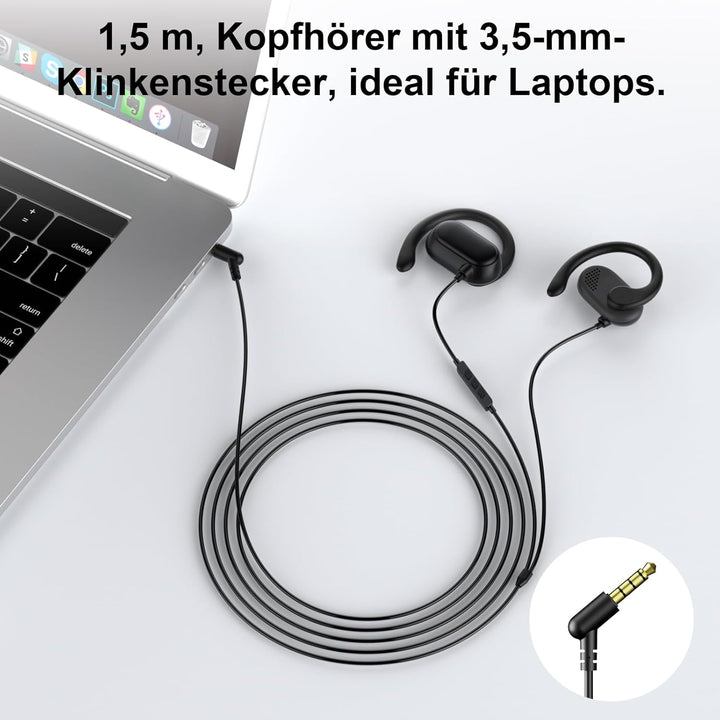 Open Ear Kopfhörer mit Kabel SportKopfhörer mit Verstellbarer Ohrbügel Mikrofon & Lautstärkeregler 3