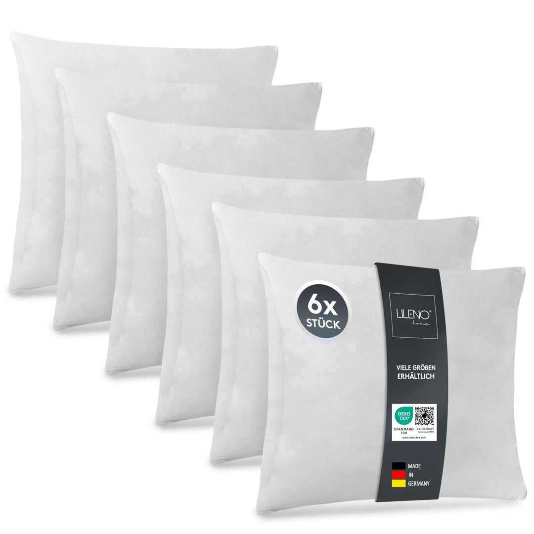 LILENO HOME 6er Set Kissenfüllung 45x45 cm - 40°C waschbares Innenkissen geeignet für Allergiker - P