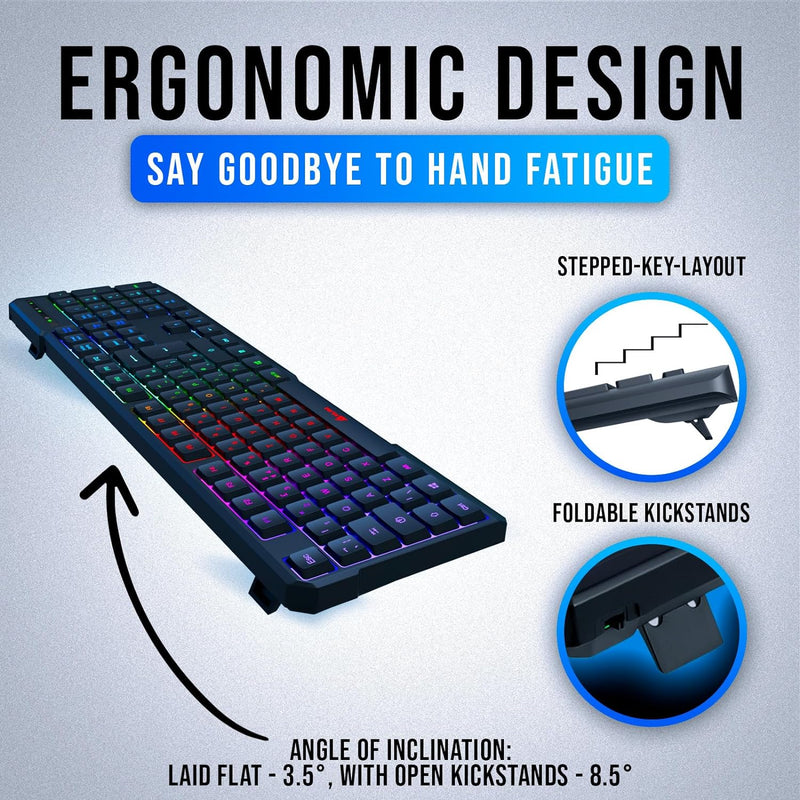 KLIM Chroma Gaming Tastatur - UK Layout - mit Kabel USB - NEU 2024 - Langlebig Ergonomisch Wasserdic