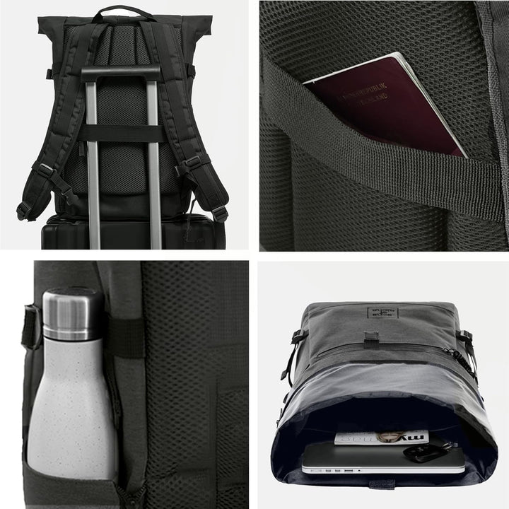 Rucksack Kane Roll-Top Kurierrucksack XL gross - PET recycelt, wasserabweisend - Wander-Rucksack Lap