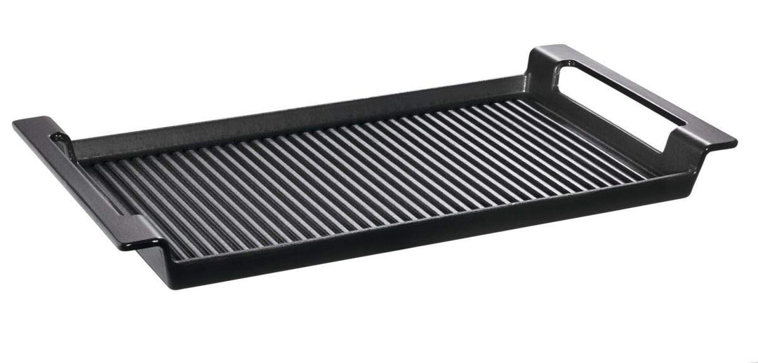 Schulte-Ufer Rustika Grillplatte mit Griffen aus Gusseisen in der Farbe Schwarz, Masse: 44cm x 24cm,