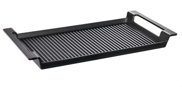 Schulte-Ufer Rustika Grillplatte mit Griffen aus Gusseisen in der Farbe Schwarz, Masse: 44cm x 24cm,
