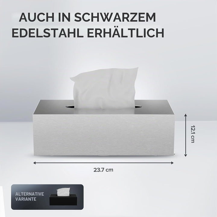 ovimar Kosmetiktücher Box Fornaes | aus edlem Edelstahl | Silber | Taschentuchspender, Papierhandtuc